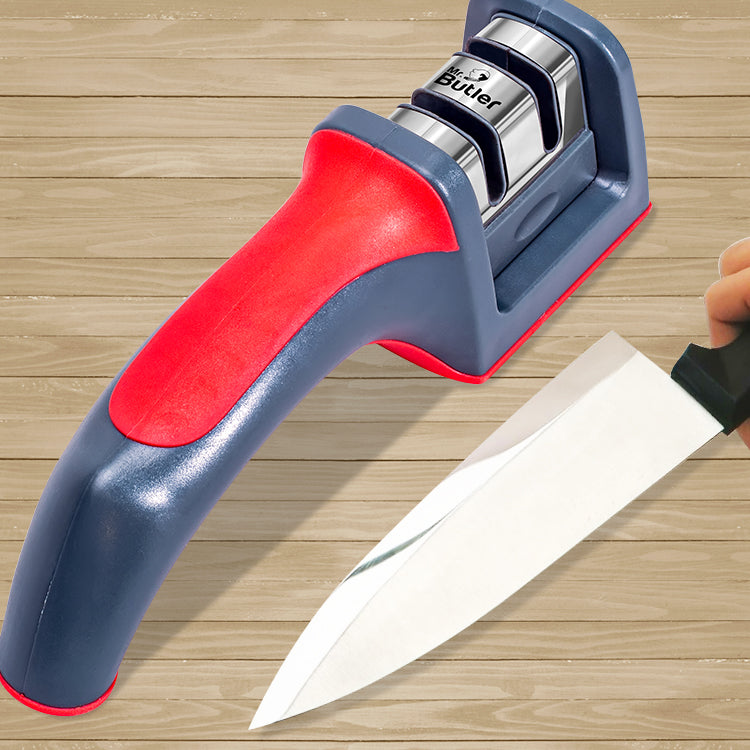 Premium Stainless Steel Kitchen Chef Knife with 2-Stage Knife Sharpener Combo