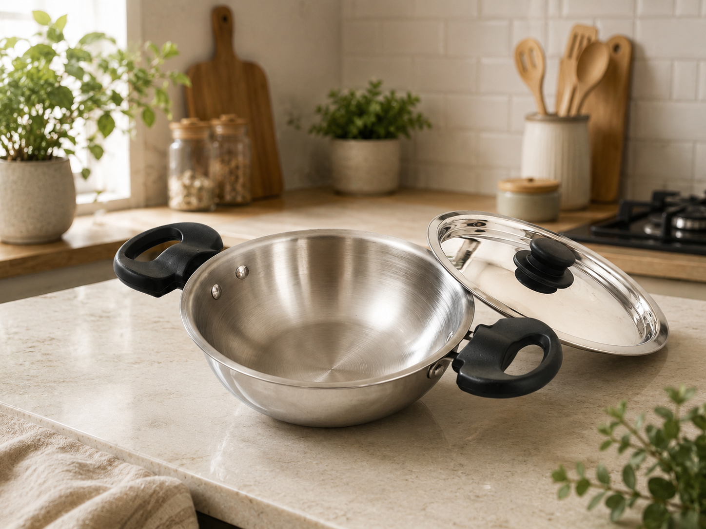Triply Stainless Steel Appachatti 18cm with Lid
