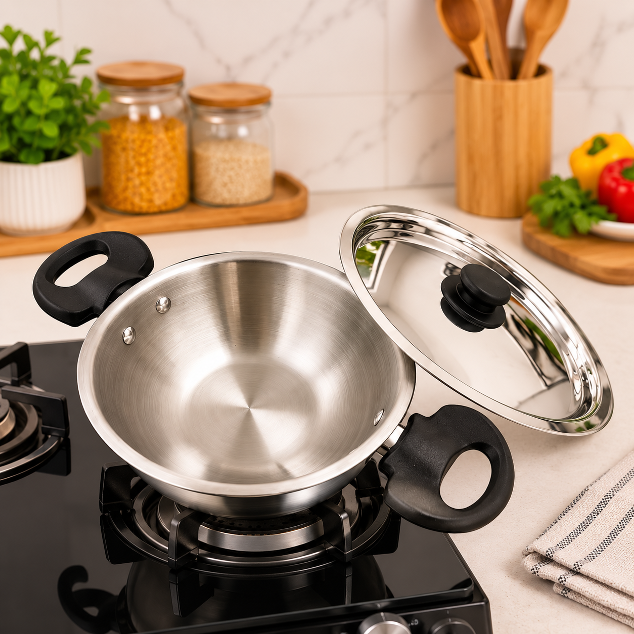 Triply Stainless Steel Appachatti 18cm with Lid