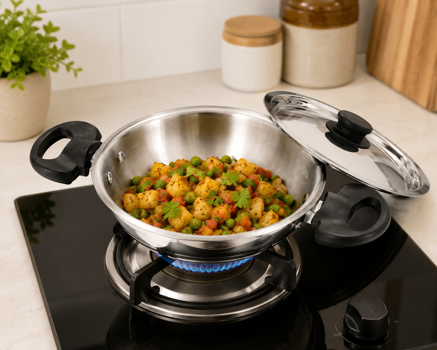 Triply Stainless Steel Appachatti 18cm with Lid