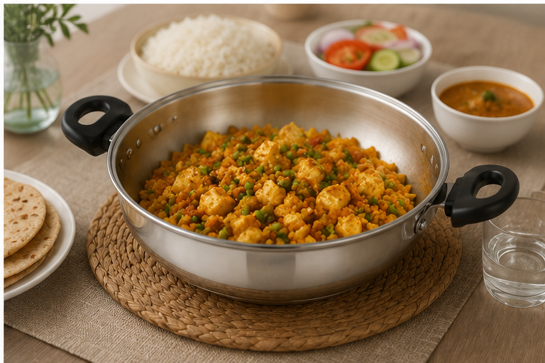 Triply Stainless Steel Kadai 24cm with Glass Lid