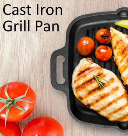 Pre-Seasoned Cast Iron Double Handle Grill Pan