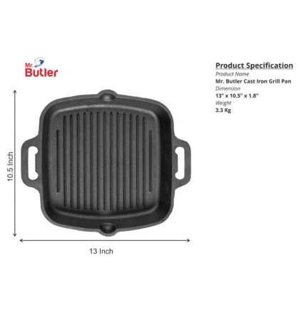 Pre-Seasoned Cast Iron Double Handle Grill Pan