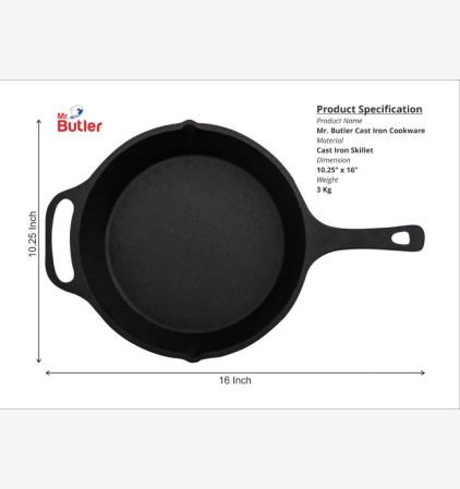 Pre-Seasoned Cast Iron Heavy Duty Skillet