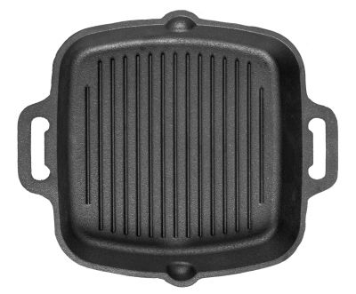 Natural Pre-Seasoned Cast Iron Double Handle Grill Pan 10.25 Inch, 0.5 L Capacity, Black