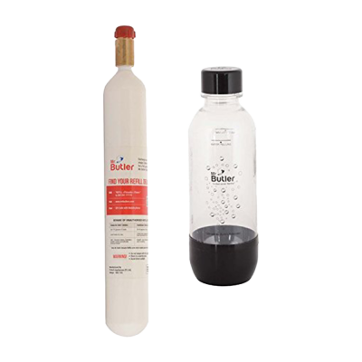 Soda Maker Accessory Pack - CO2 Gas Cylinder and BPA-Free 500 ml Black PET Bottle 