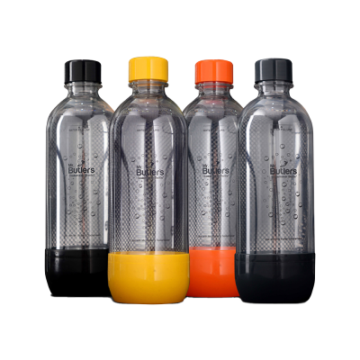 BPA Free PET Bottle 1000 ml, Pack of 4 (Orange, Yellow, Grey, Black)