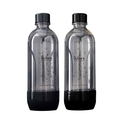 Mr. Butler BPA Free PET Bottle 1000 ml, Pack of 2 (Black & Grey)