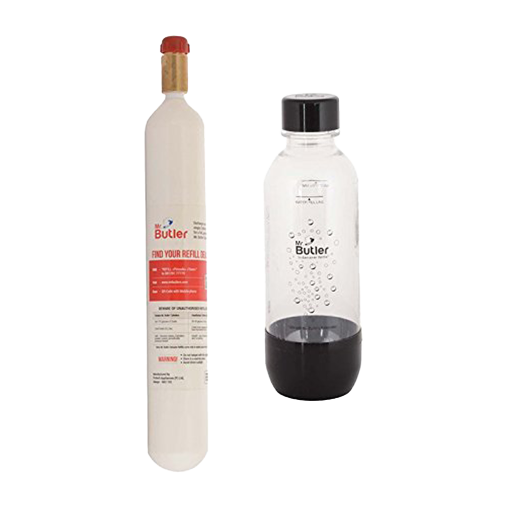 Soda Maker Accessory Pack - CO2 Gas Cylinder and BPA-Free 500 ml Black PET Bottle 