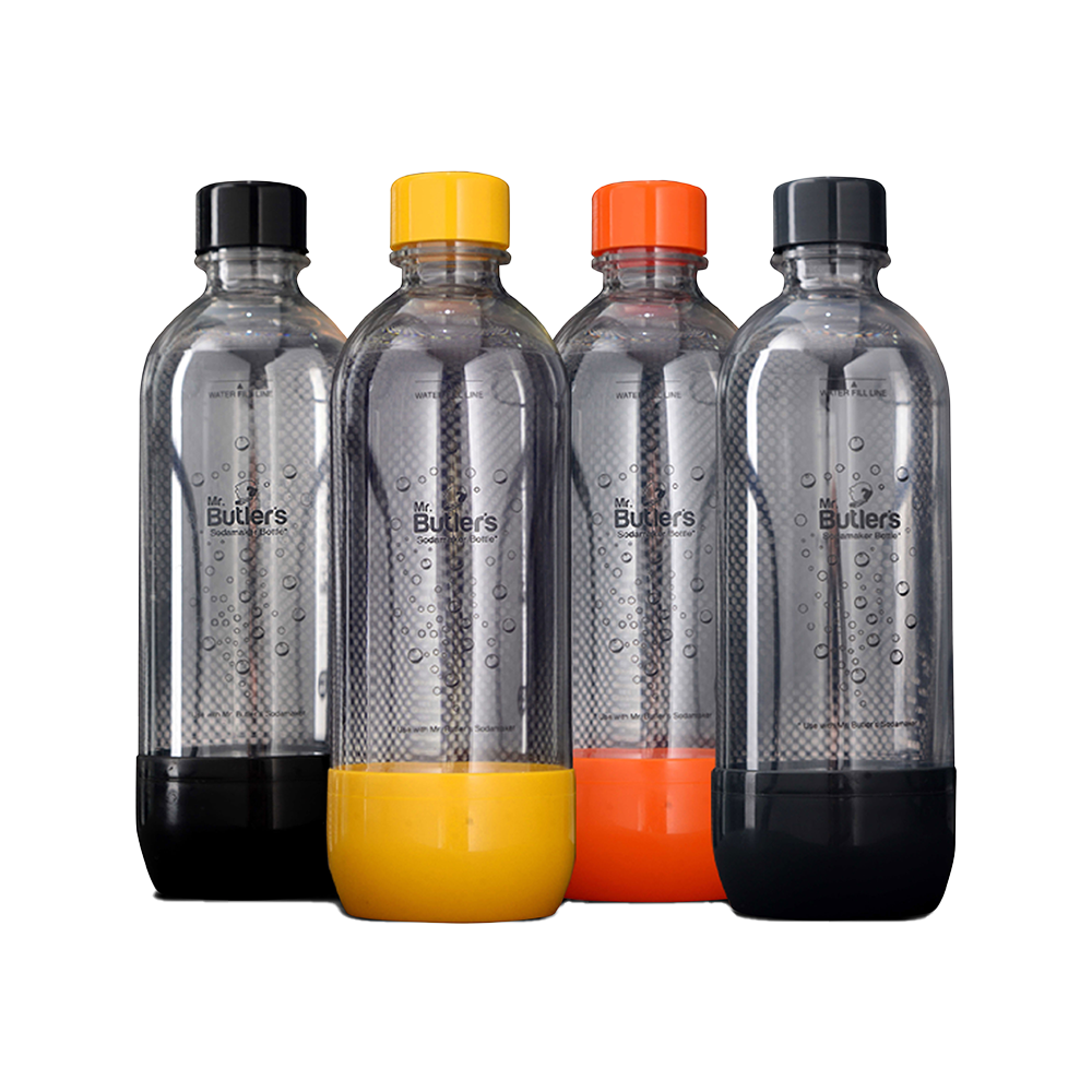 BPA Free PET Bottle 1000 ml, Pack of 4 (Orange, Yellow, Grey, Black)