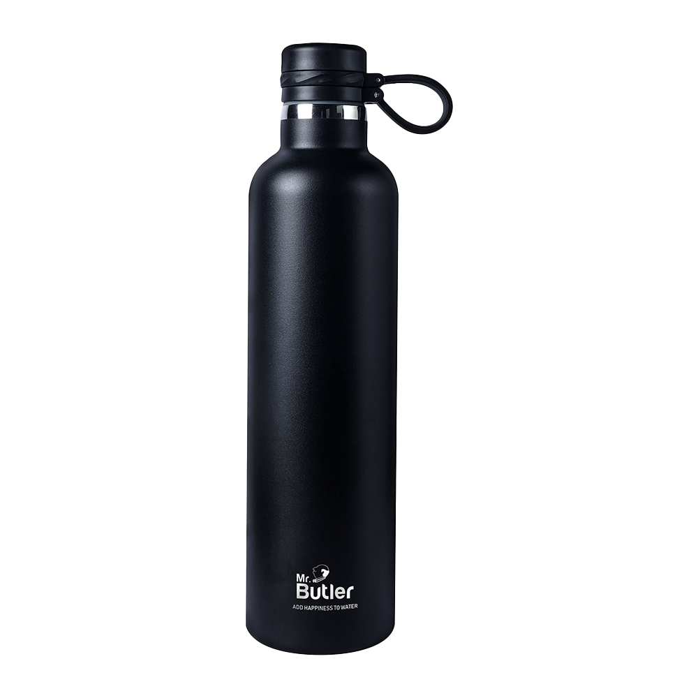 Thermosteel Bottle 1000 ml, Ebony, Vacuum Insulated, Cold/Hot, Black
